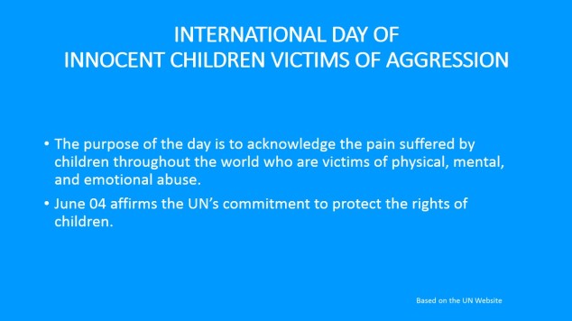 International Day of Innocent Children Victims of Aggression #ChildVictimDay