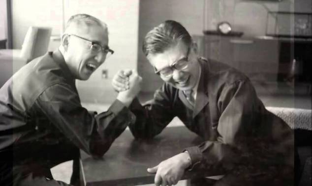 Masaru Ibuka y Akio Morita fundadores de Sony